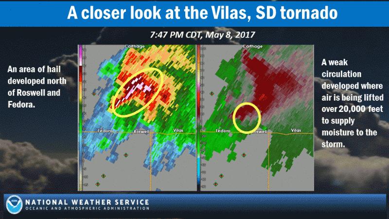 Video showing radar evolution of Vilas, SD tornado
