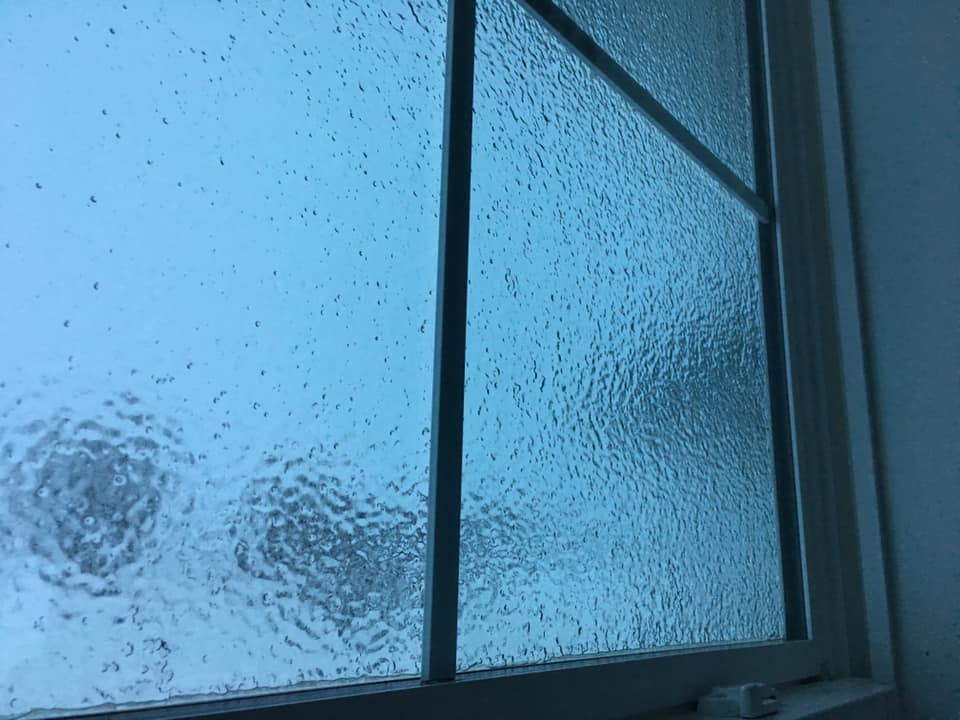 Ice-covered window west of I-29 Ward exit