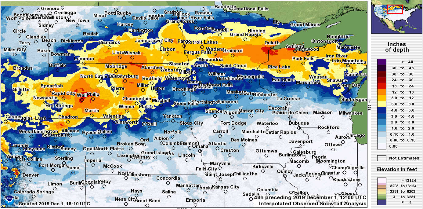 Regional 48-Hour Snowfall Map