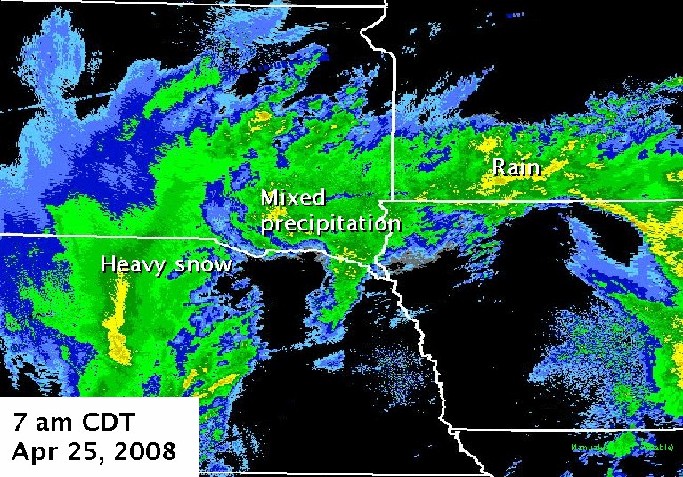 Radar imagery from 7 am, April 25, 2008
