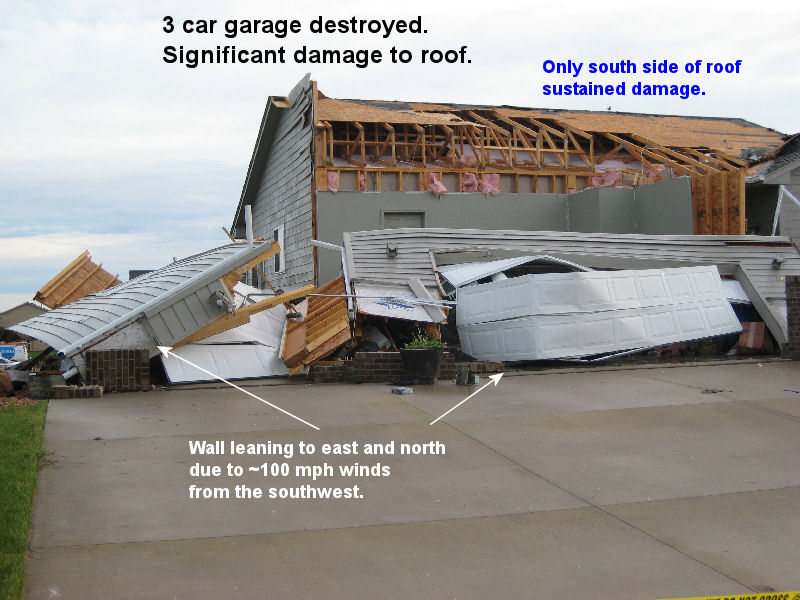 3-car garage destroyed.