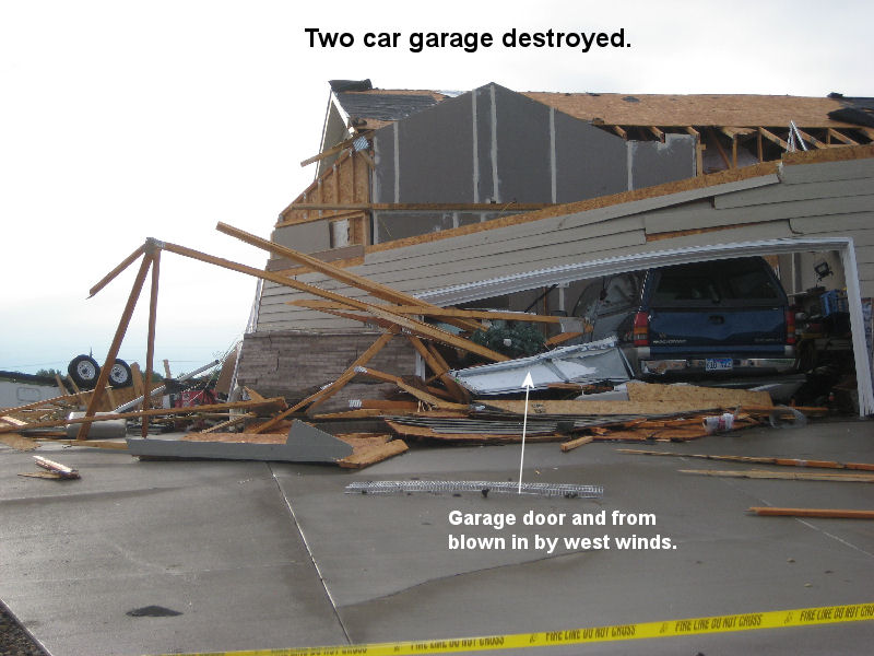 Two car garage destroyed.