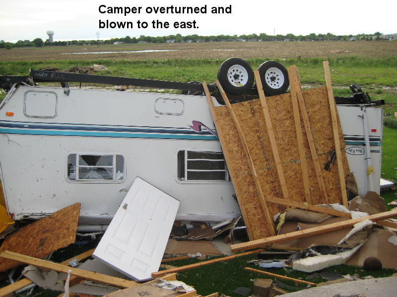 Camper overturned.