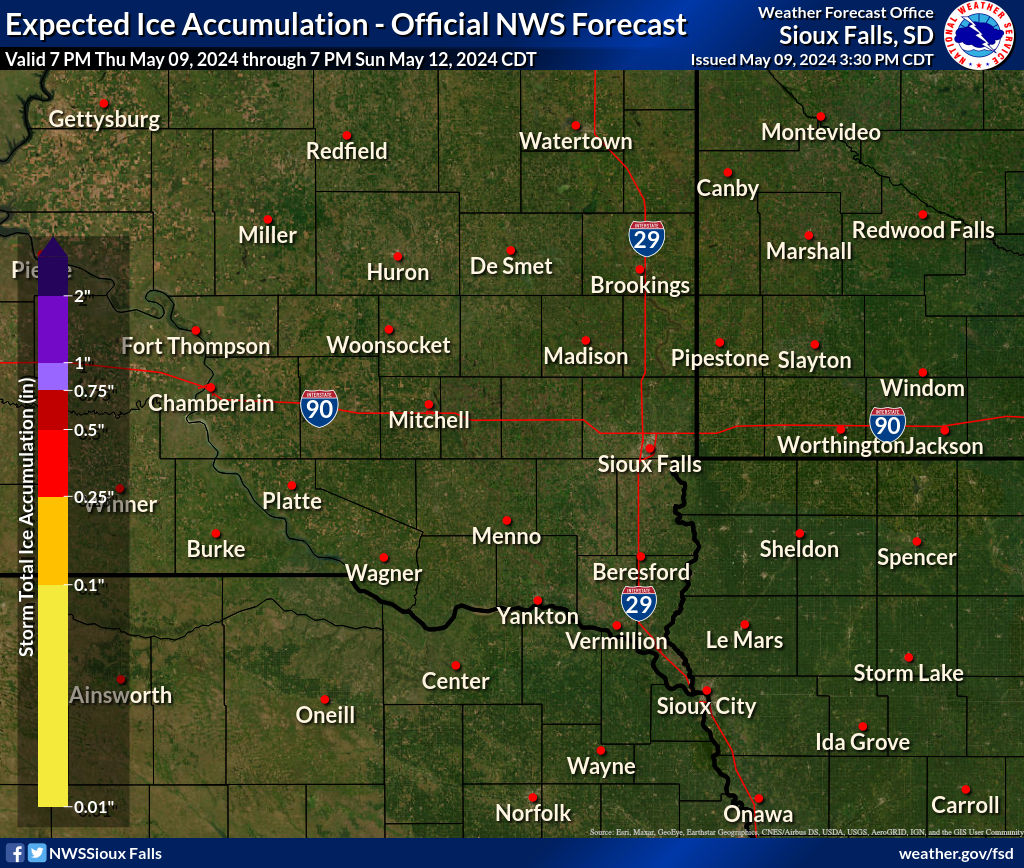 Expected Ice Accumulation - Official NWS Forecast