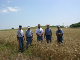 Clifford Roach and his four sons to his left(Randy, Orvan, Mark and Stan) at the Old Fashioned Wheat Harvest July 9th, 2011.