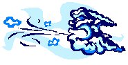 Cartoon image of a winter wind being blown up by a cloud