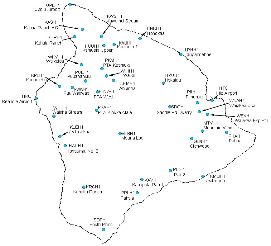 Gage map of Big Island