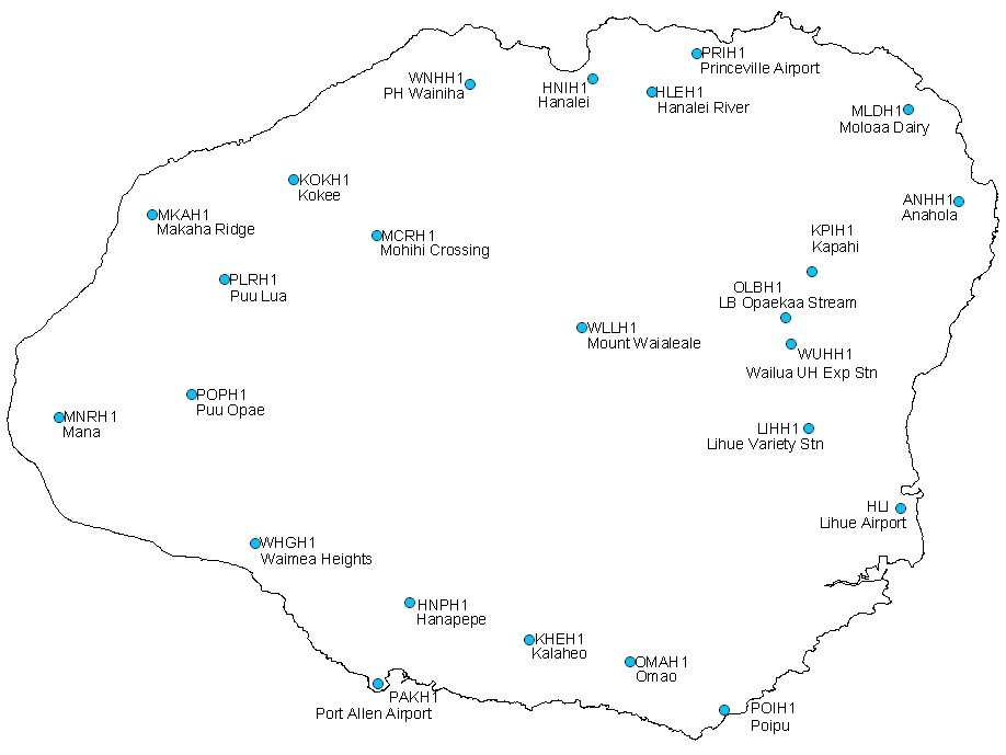 Gage map of Kauai