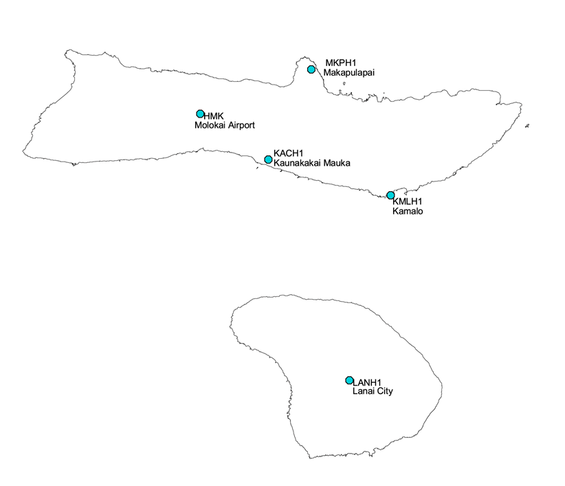 Gage map of Molokai/Lanai