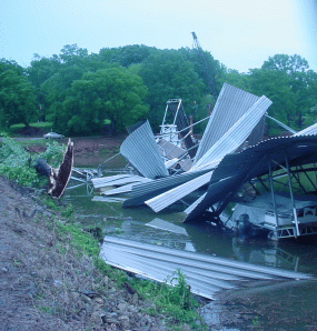 Damage to a boat dock at the Bay Hill Marina in Southwest Limestone County.