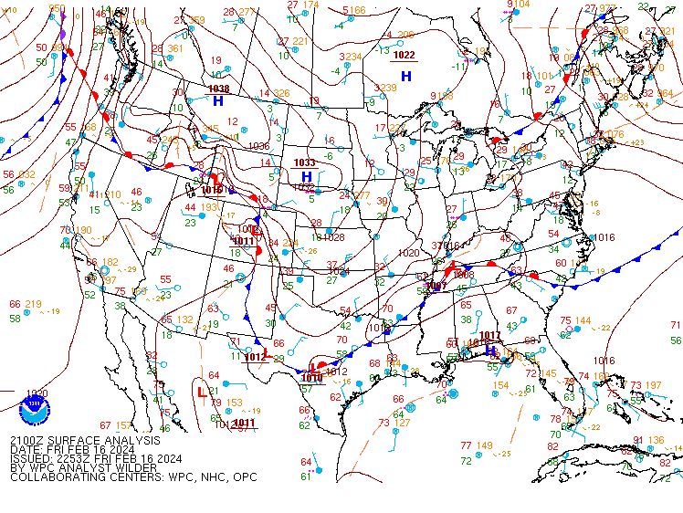 Environment - Surface Map at 4 PM EST showing low pressure near southwest Kentucky