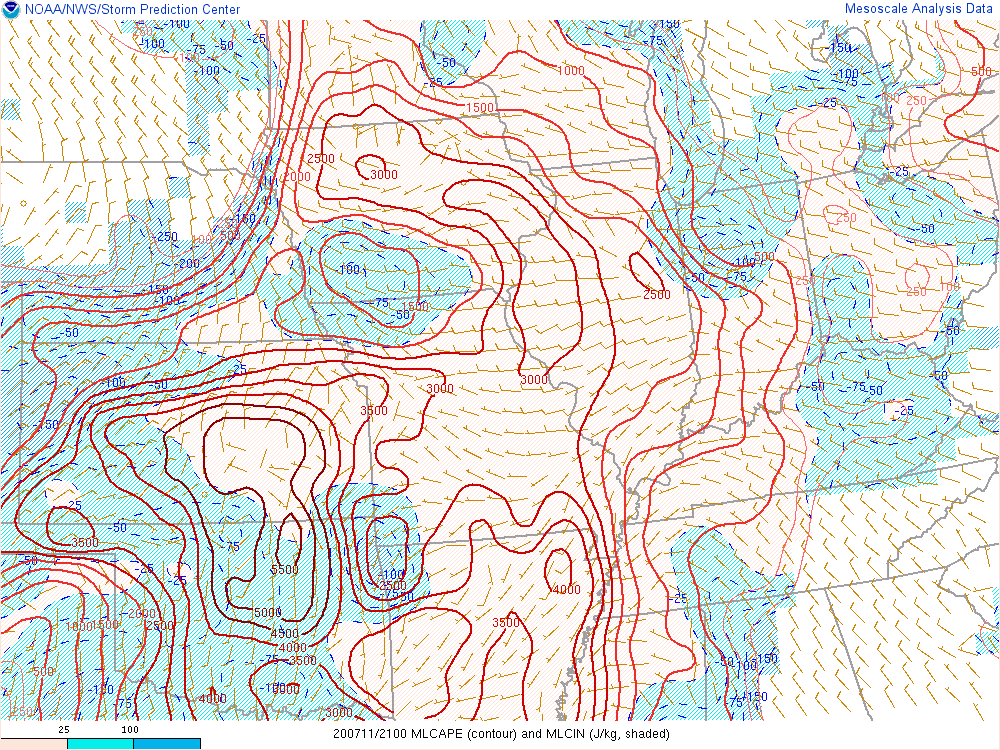 5:00 PM EDT Mixed Layer Cape Environment