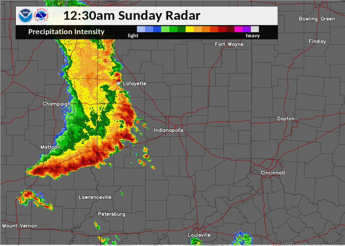 12:30 AM EDT Sunday Radar Image