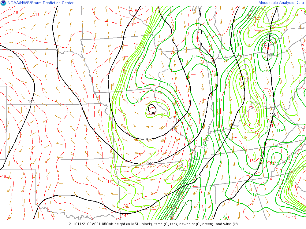 850mb data at 5 PM EDT