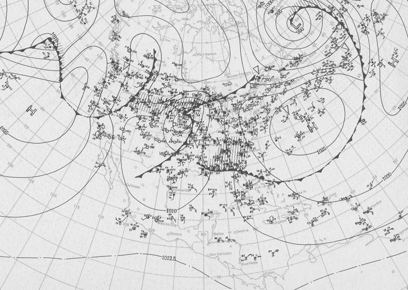 U.S. Weather Bureau Surface Analysis at 7:00 am CST (1300 UTC) on April 21, 1912.