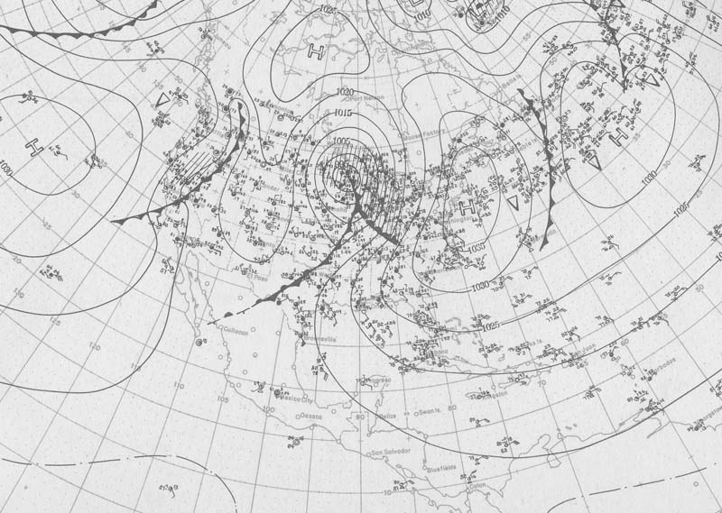 U.S. Weather Bureau Surface Analysis at 7:00 am CST (1300 UTC) on April 26, 1912.