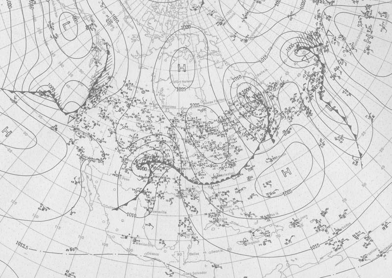U.S. Weather Bureau Surface Analysis at 7:00 am CST (1300 UTC) on April 28, 1912.
