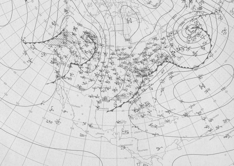 U.S. Weather Bureau Surface Analysis at 7:00 am CST (1300 UTC) on April 30, 1912.