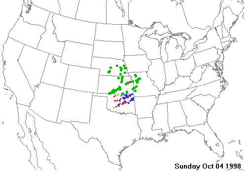 SPC Preliminary Storm Reports for October 4, 1998