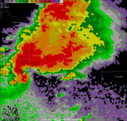 KTLX Radar Images in Lincoln County, 1110pm-1230am CDT, May 9-10, 2003