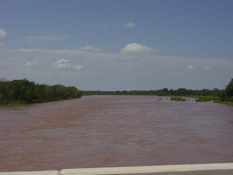 Looking upstream at the Canadian River from Interstate 35.