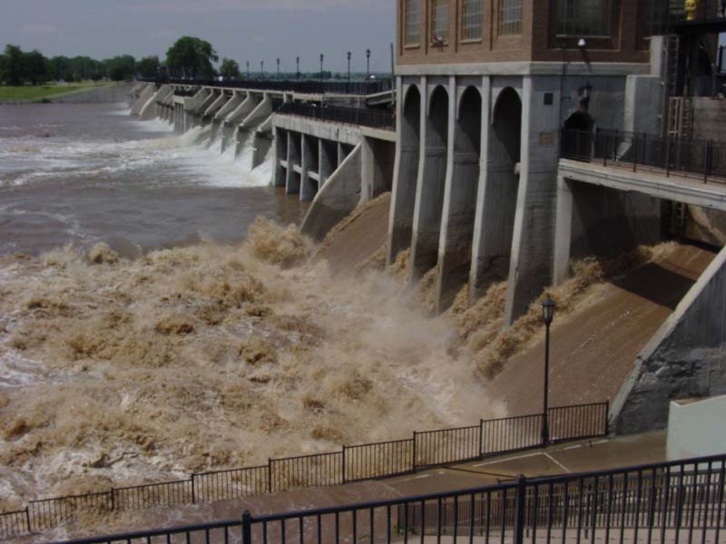 The Overholster Dam while the North Canadian River was flooding.