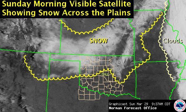 Satellite Image Showing Snow Cover over the Great Plains on March 29, 2009