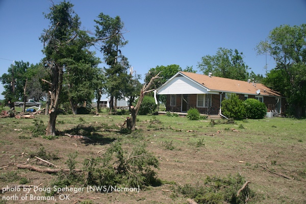 Tree damage at a home north of Braman