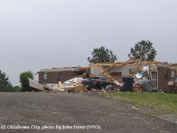 A home damaged in southeast Oklahoma City