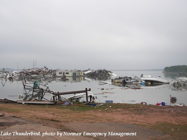 Damage to marina at Lake Thunderbird