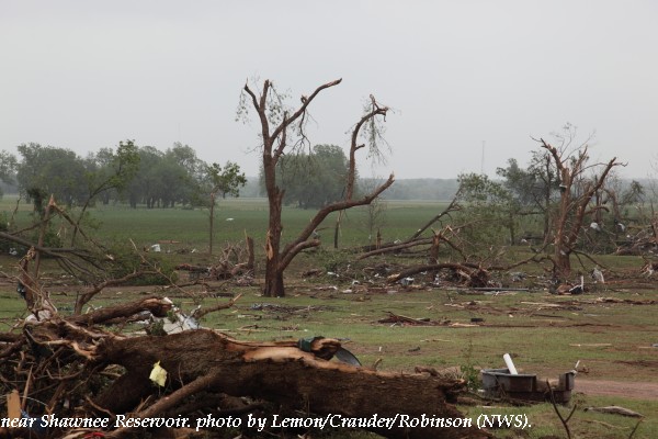 Tree damage west of Shawnee, OK.