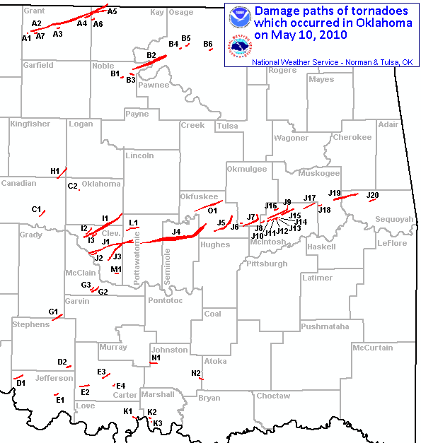 State Overview of May 10, 2010 Tornadoes