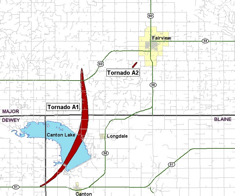 Preliminary Track of the Canton Lake Tornado on May 24, 2011