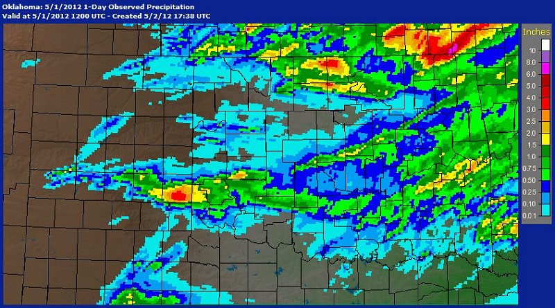 24-hour Precipitation Ending at 7:00 AM CDT on May 1, 2012