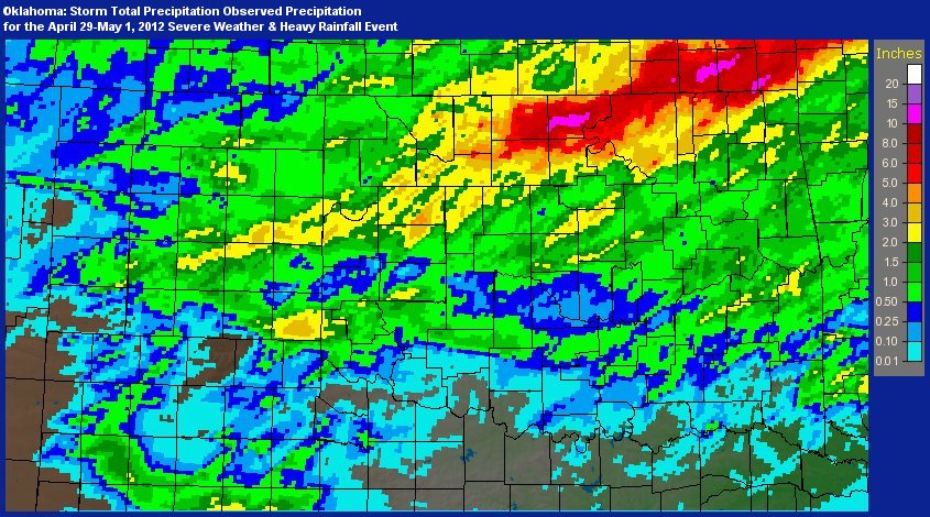 Storm Total Precipitation Estimates for April 28-May 1, 2012