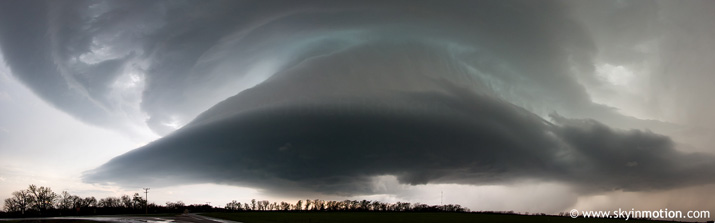 Panorama of a supercell in Southwest Oklahoma on the evening of March 18, 2012. Photo courtesy Brett Roberts.