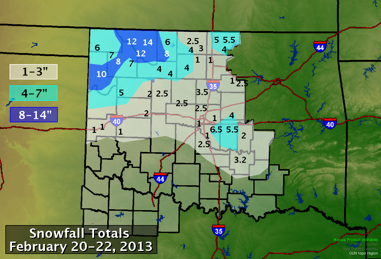 Snowfall Totals for the February 20-21, 2013 Winter Storm