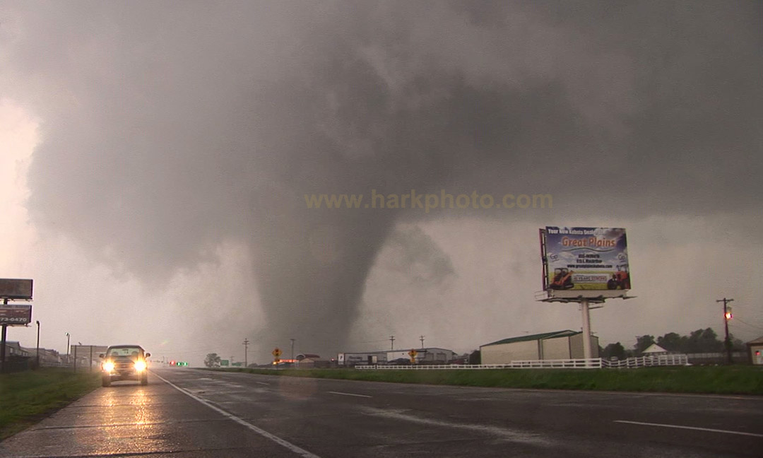 A deadly EF-4 tornado crosses Highway 177 near Shawnee on May 19, 2013. Photo courtesy Bill Hark.