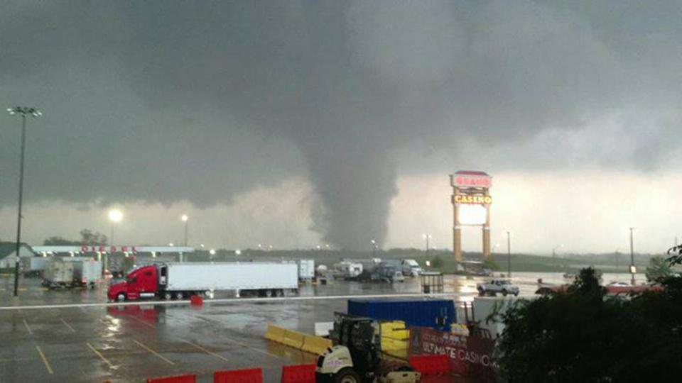 The same tornado from May 19, 2013 as seen from the Grand Casino near Dale. Photo courtesy Sara Wedersky.
