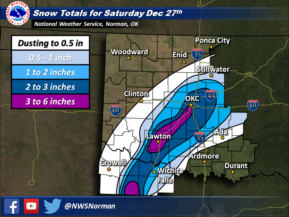 Total Snowfall Amounts for the February 5-6, 2014 Winter Weather Event in Southern Oklahoma and North Texas