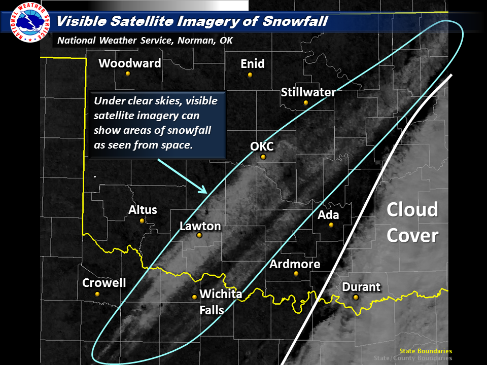 Visible Satellite Image on December 27, 2014 Showing the Snow Field in North Texas and Oklahoma