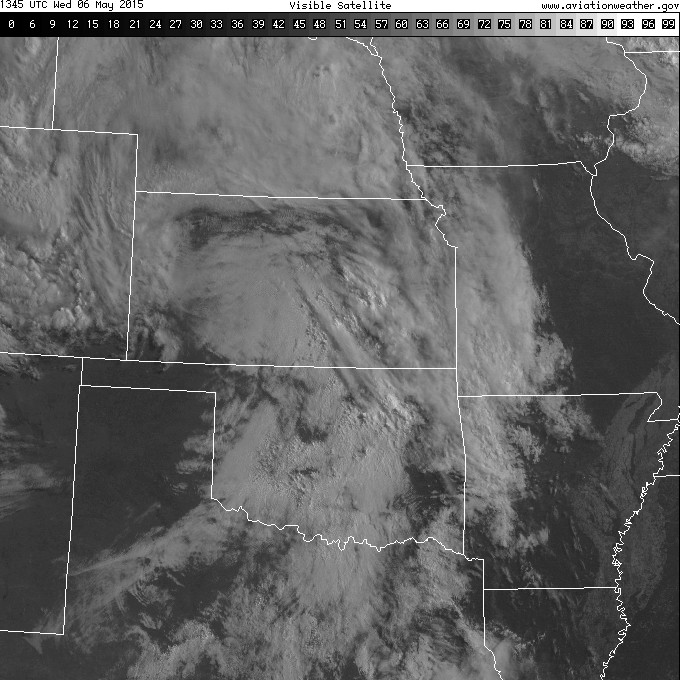 Visible Satellite Loop from 8:45 AM until 7:45 PM CDT on May 6, 2015