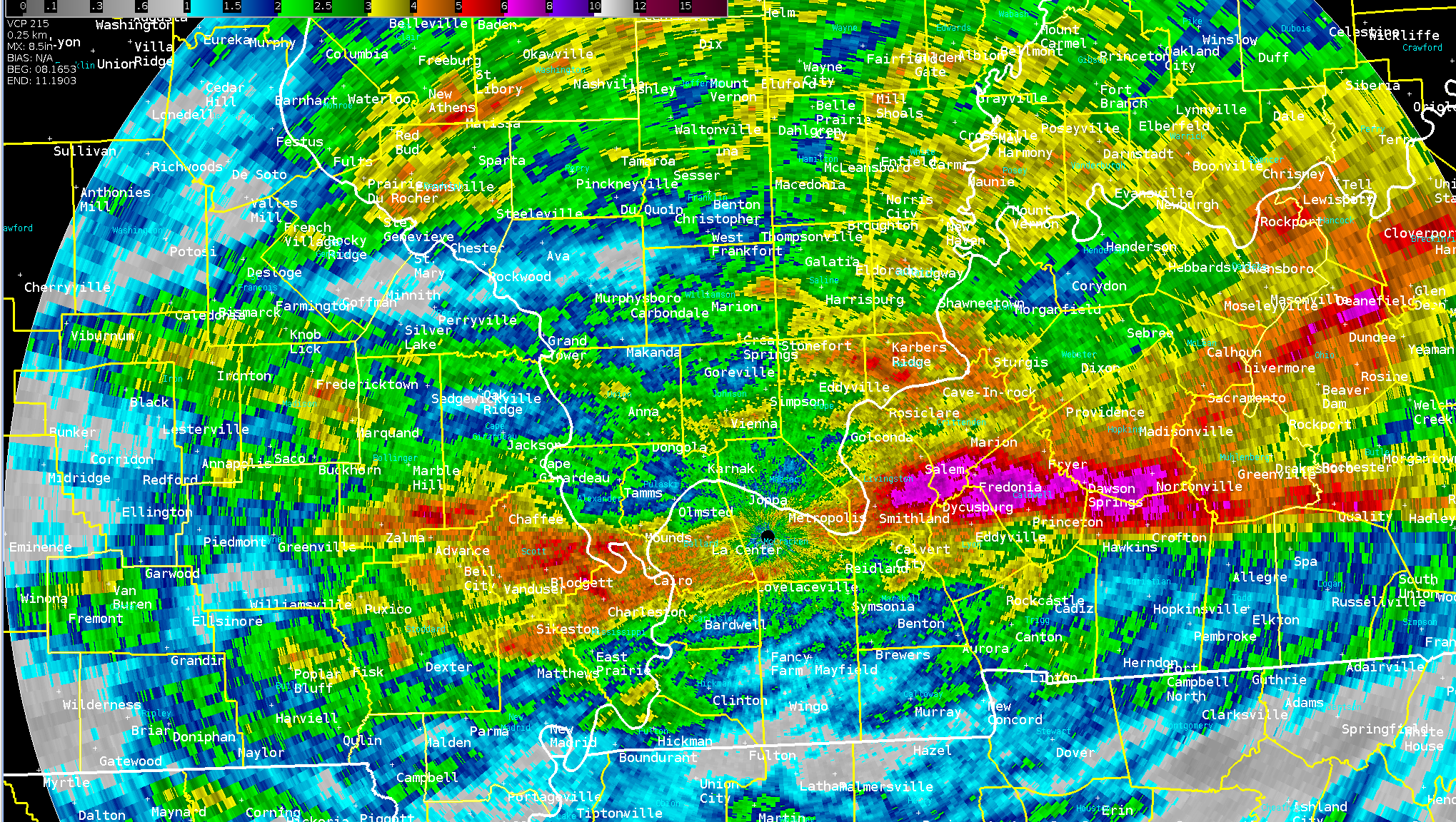 Radar derived rainfall estimates