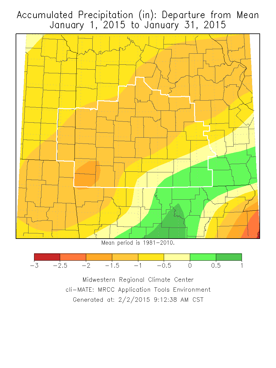 January 2015 Precipitation Departure from Normal